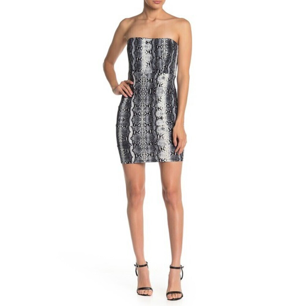 Jump Apparel women's Strapless Mini Dress In Snakeskin Print Size S